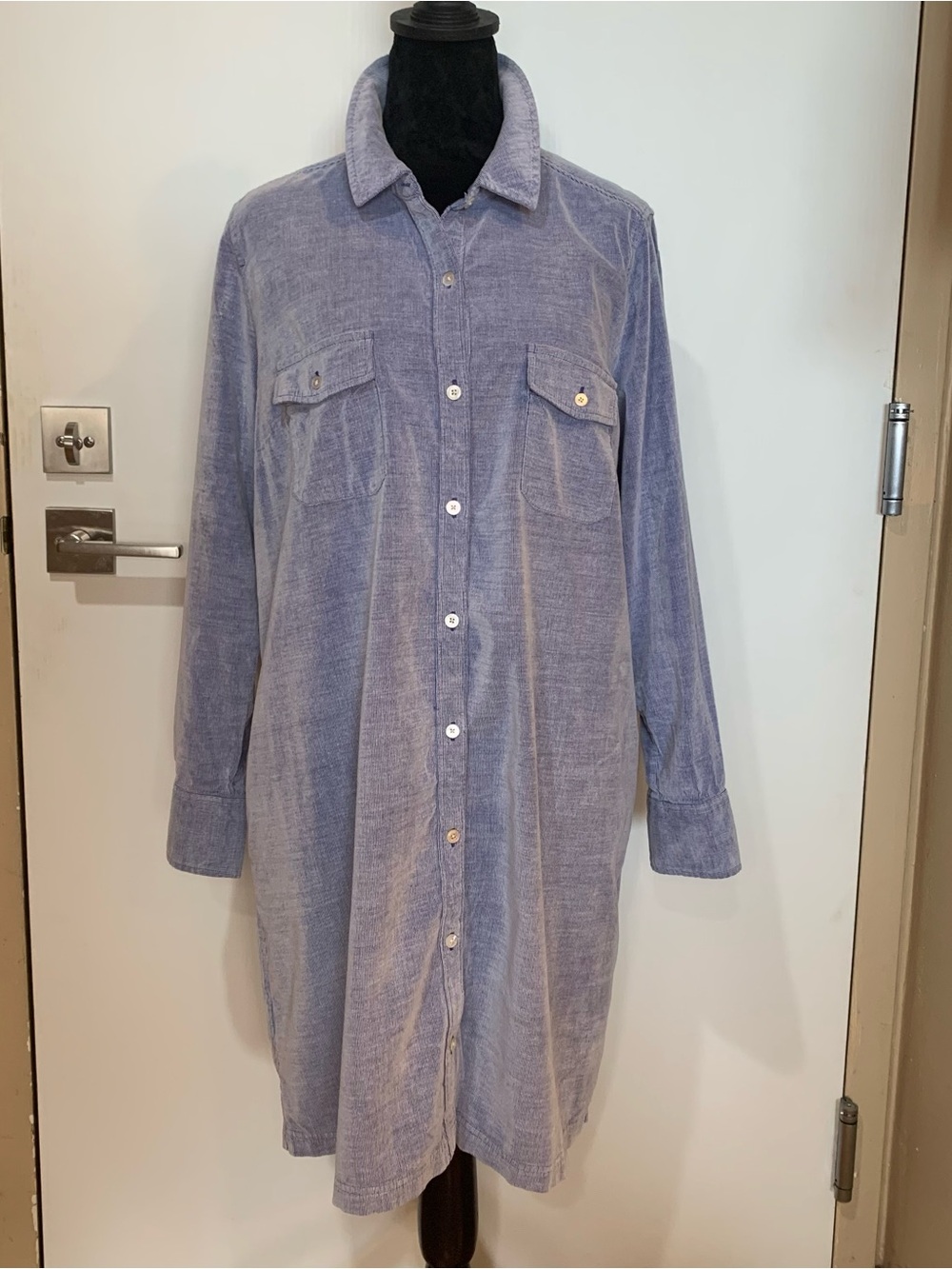 Tommy Bahama Women LG COASTA CORD Long Sleeve Light Blue Corduroy Shirt Dress
